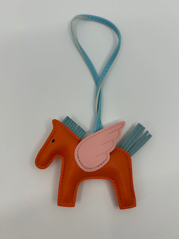 Leather Horse Fob -Tangerine