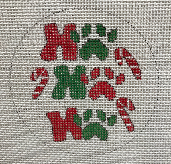 Ho Ho Ho paw print round