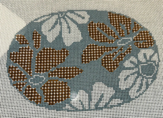 Gingham Blooms Oval/Teal Insert