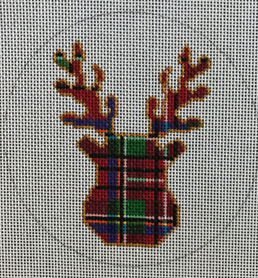 Plaid Reindeer Antlers Round