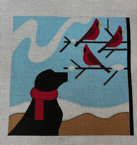 Black Lab and Cardinals