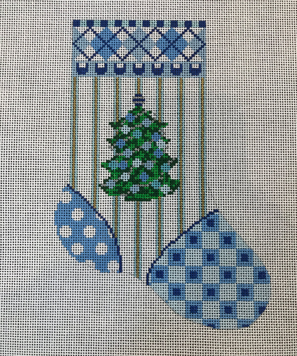 Mini Stocking Blue and Green Tree