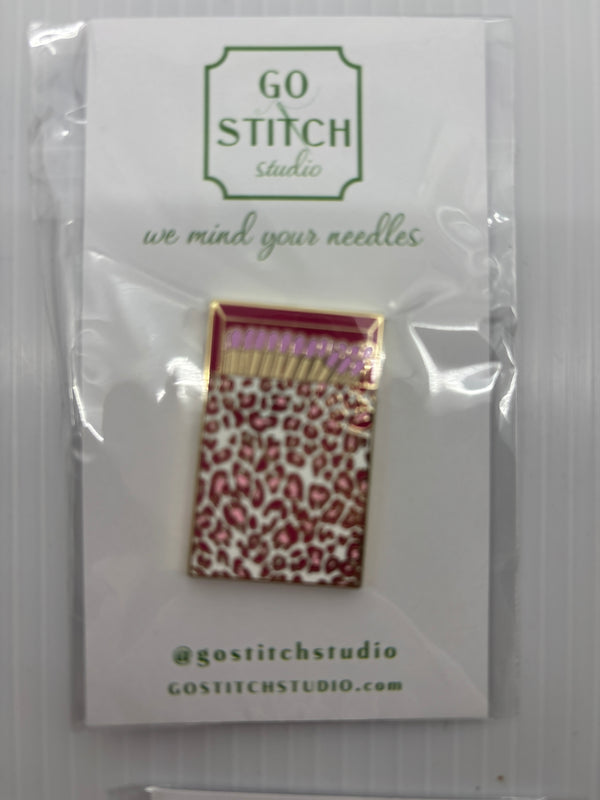Red Leopard Print Matchbox Needleminder