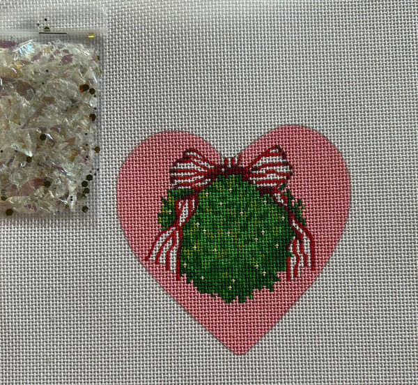 Heart Mini w/clear dome/confetti - Kissing Ball w/red striped bow