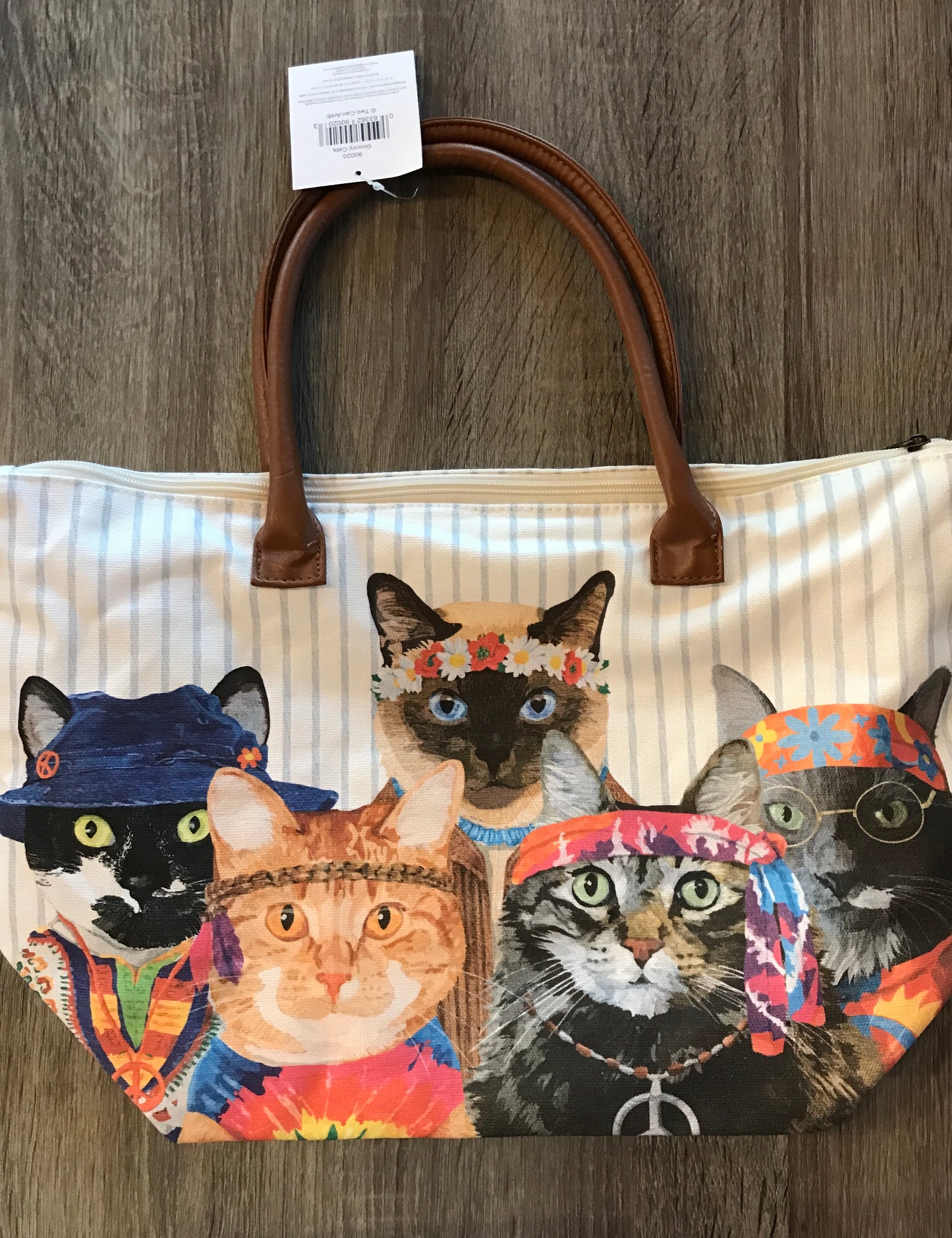 Canvas Tote Bag- Groovy Cats