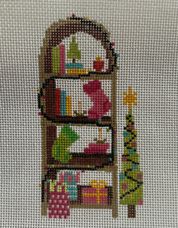 Christmas Bookshelves w Pink