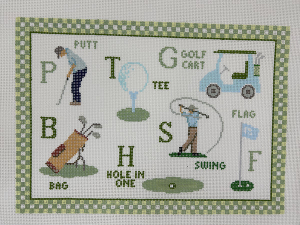 Golf ABC Needlepoint Pillow