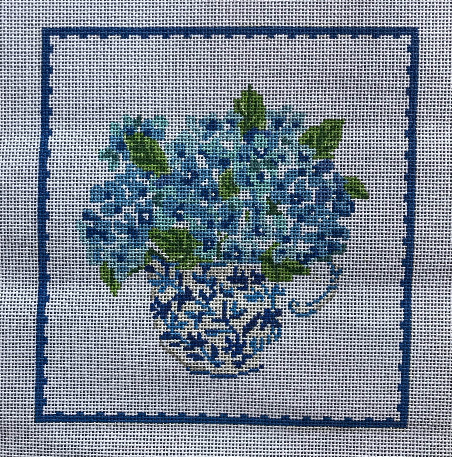 Single Blue & White Teacup w/ Hydrangeas