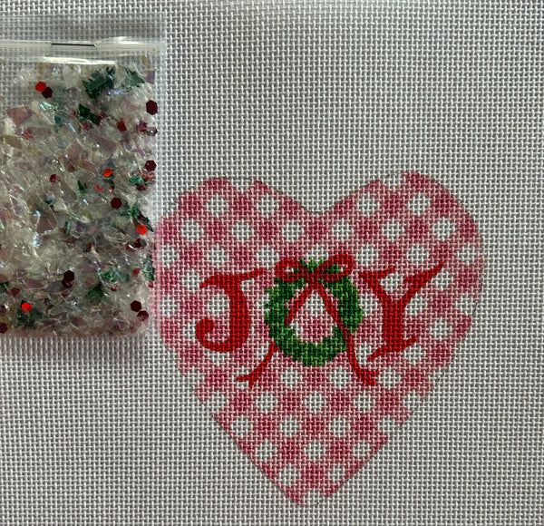 Heart Mini w/clear dome/confetti - Joy w/wreath