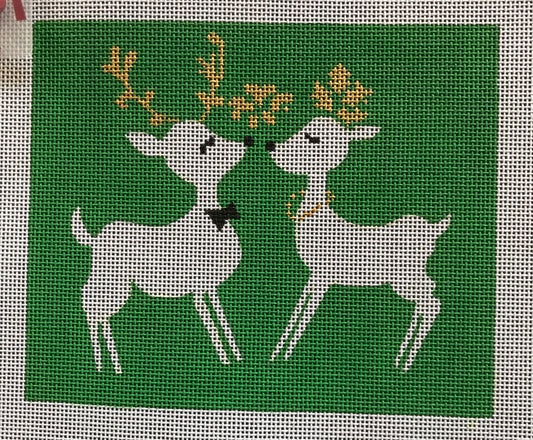 Green Kissing Reindeer