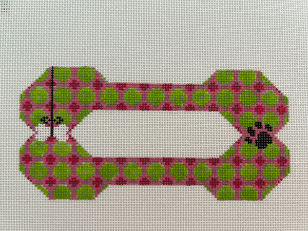 Dog Bone - Green & Fuchsia