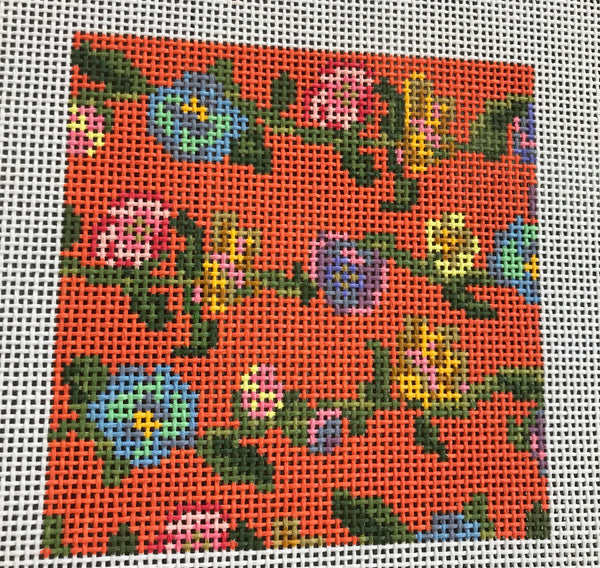 Floral Vine Square-Orange