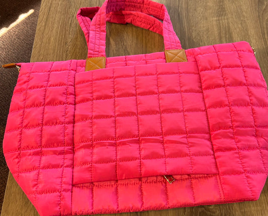Quilted Travel Tote-Pink