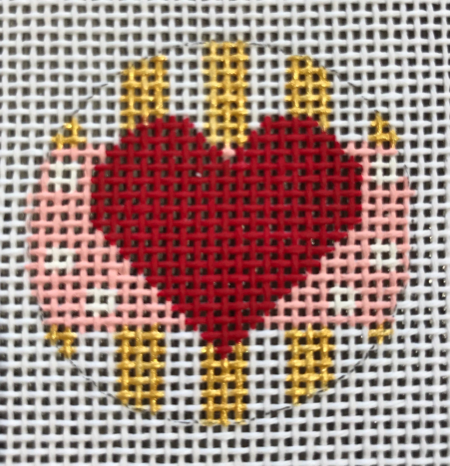 Fob Insert- Red Heart with pink and gold