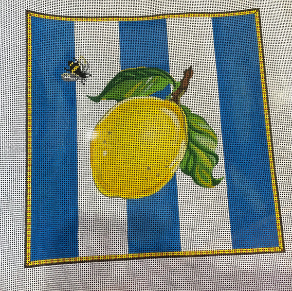 Lemon & Bee on Blue Stripes