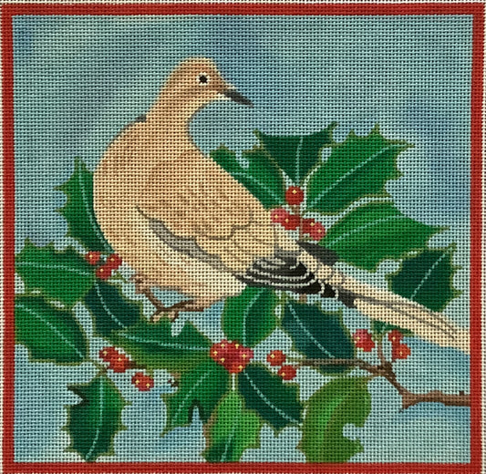 Dove in Holly Branch w/ berries