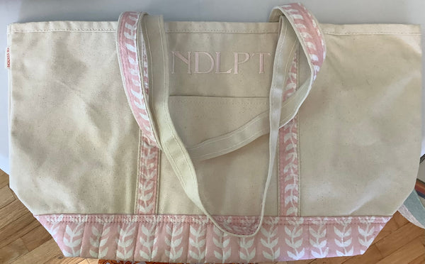 Large Block Print Canvas Tote - Pink