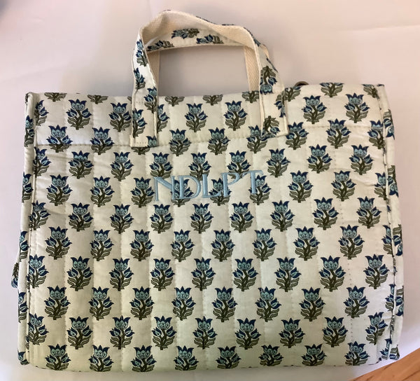 Block Print Fabric Tote - Blue