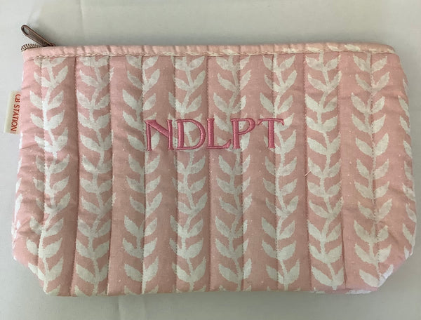 Block Print Zipper Pouch - Pink