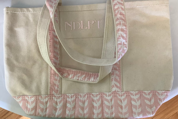 Medium Block Print Canvas Tote - Pink