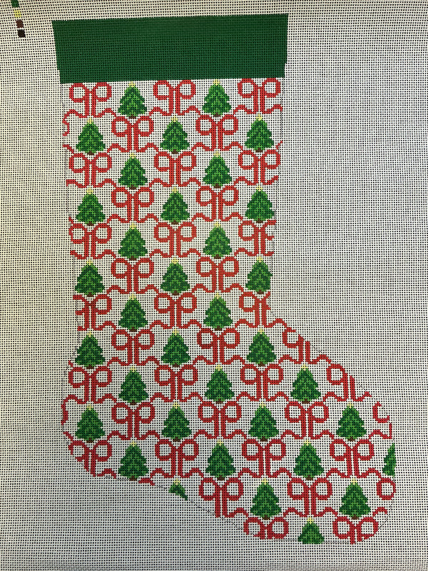 Red Bows & Trees Stocking