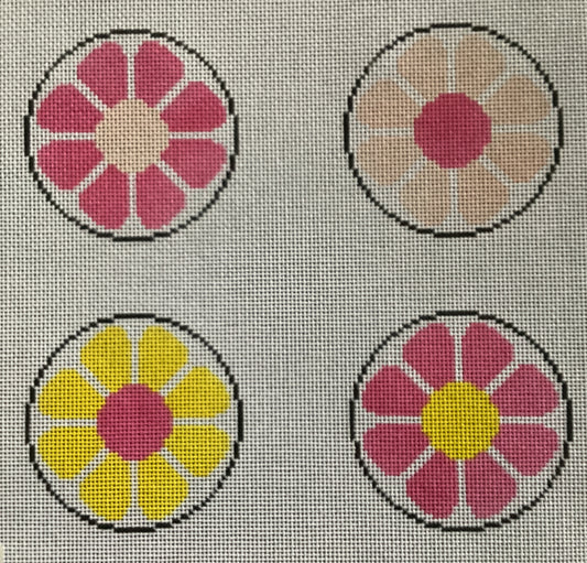 Mod Floral Coasters  - pink/yellow