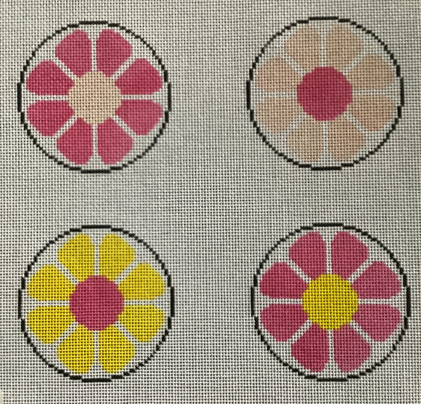 Mod Floral Coasters  - pink/yellow