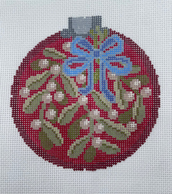 Mistletoe Ornament on Red