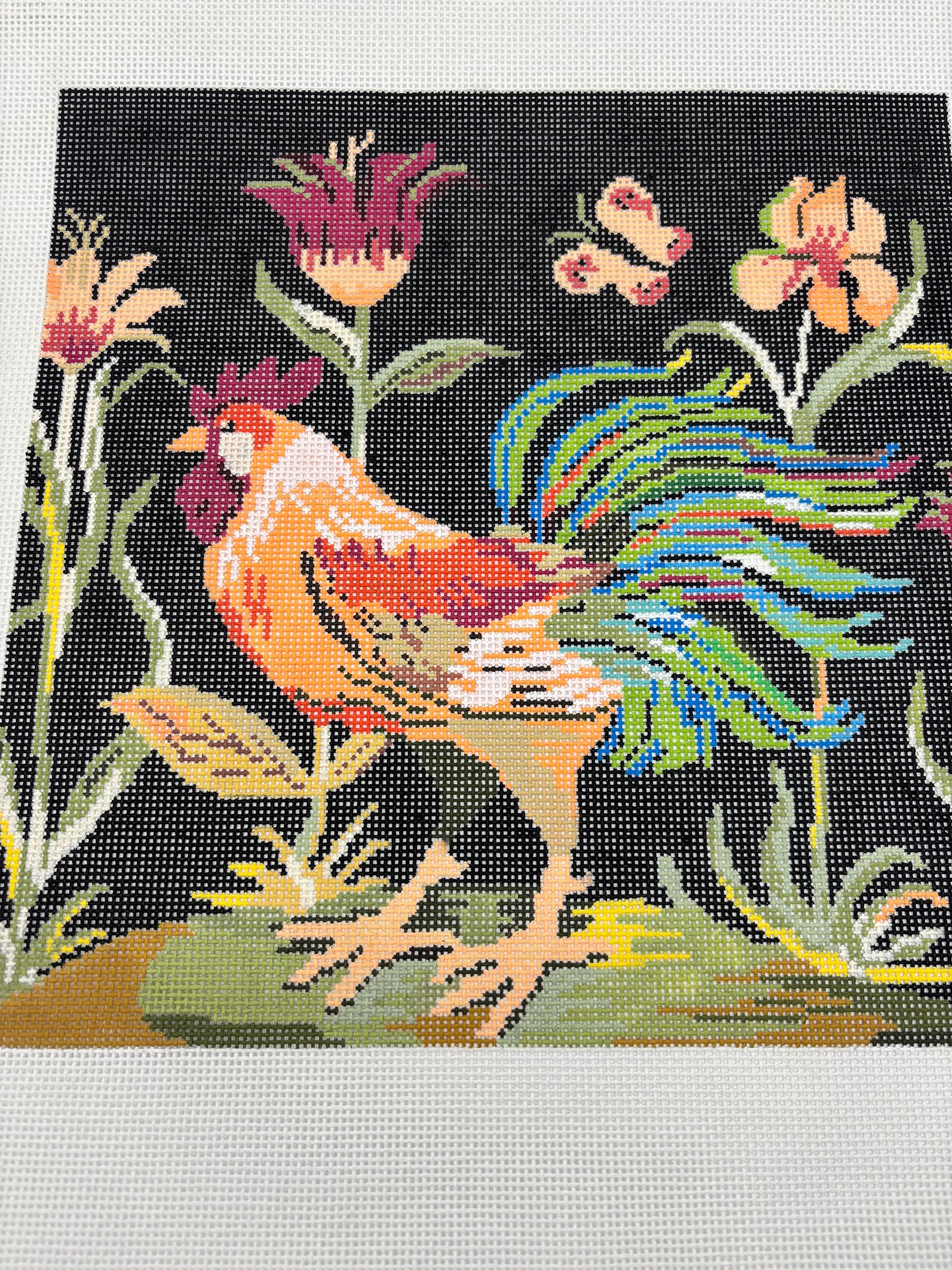 Rooster with Flowers