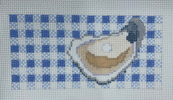 Oyster on Blue Gingham