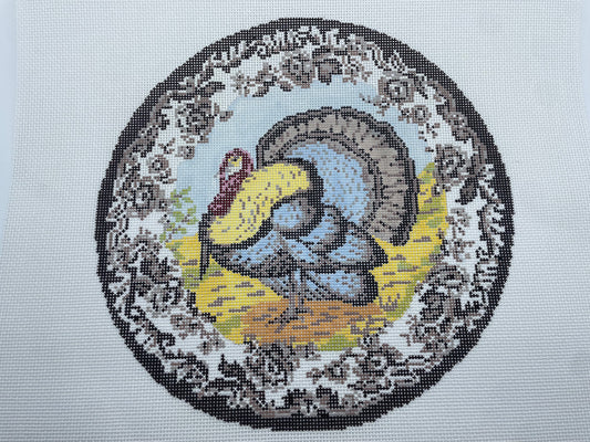 Transferware Turkey Pillow