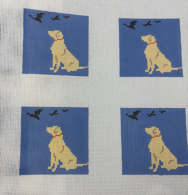 Labrador Retriever Flying Ducks Hunting Yellow Coasters