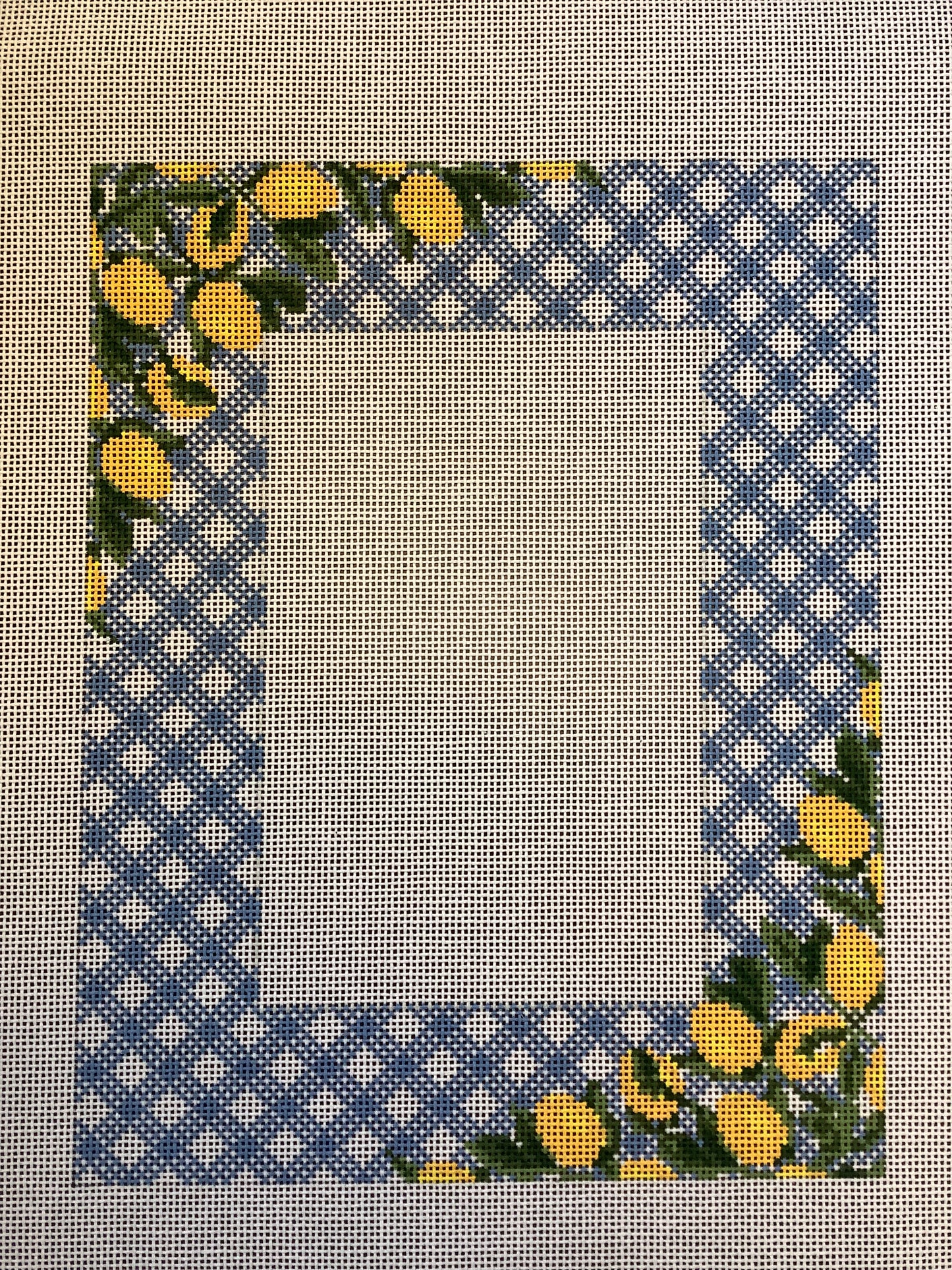 Lemons On Blue Gingham Frame