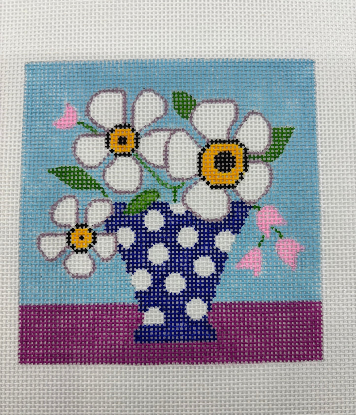 White Mod Flowers Coaster