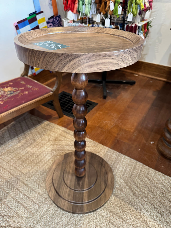 Walnut Needlepoint pedestal side table – What's the Point?