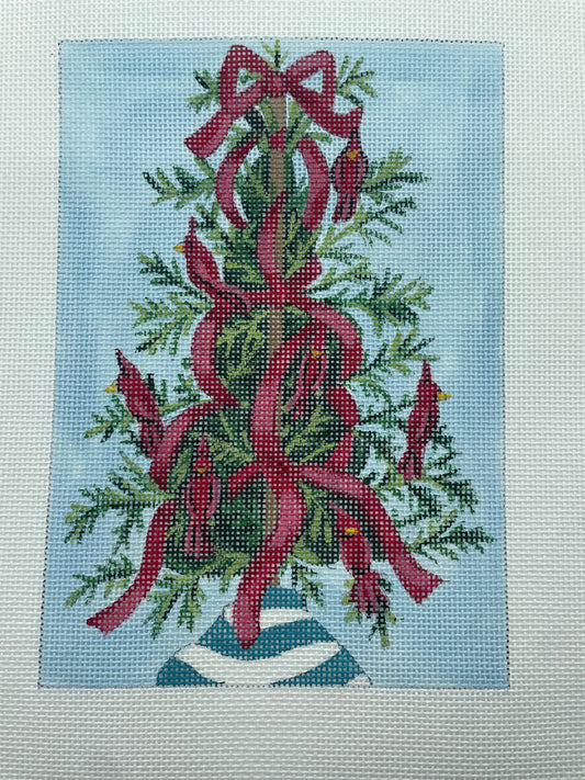 Red Cardinal and Red ribbon Tree