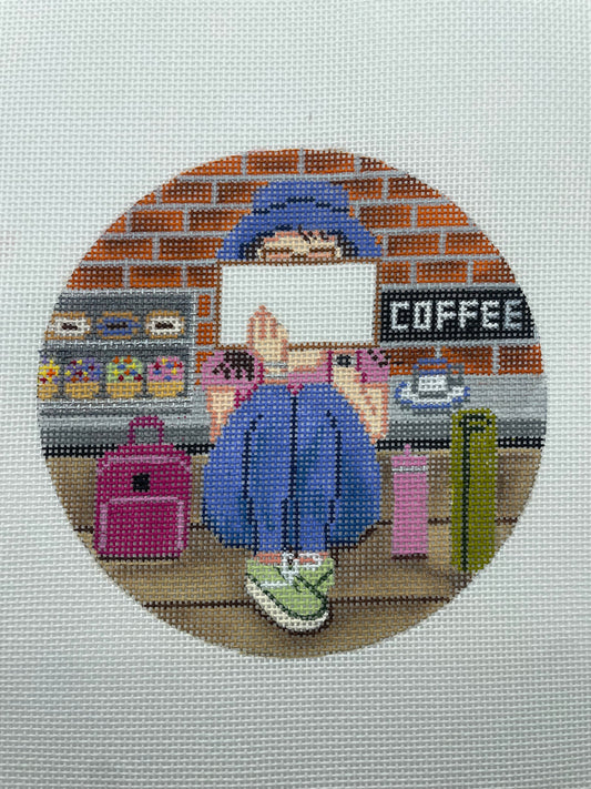 Coffee Shop Stitching Girl