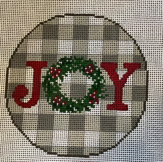 JOY on Gingham Grey