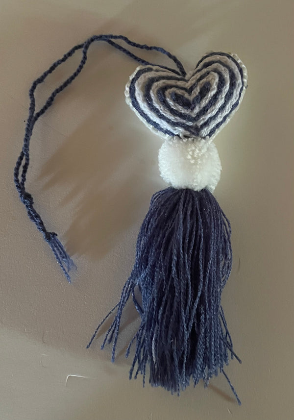 Blue and White felt tassels