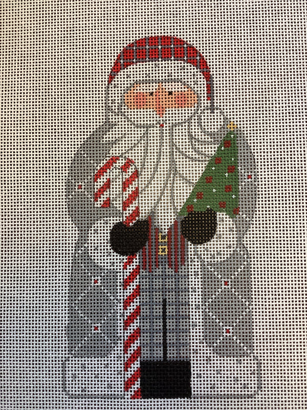 Father Christmas - Grey holding tree/candy cane
