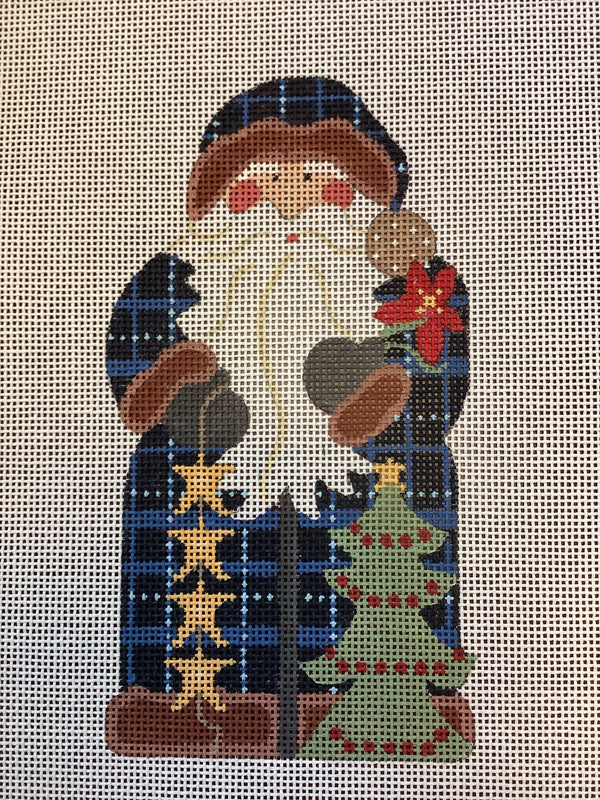 Father Christmas - Blue holding Star Garland