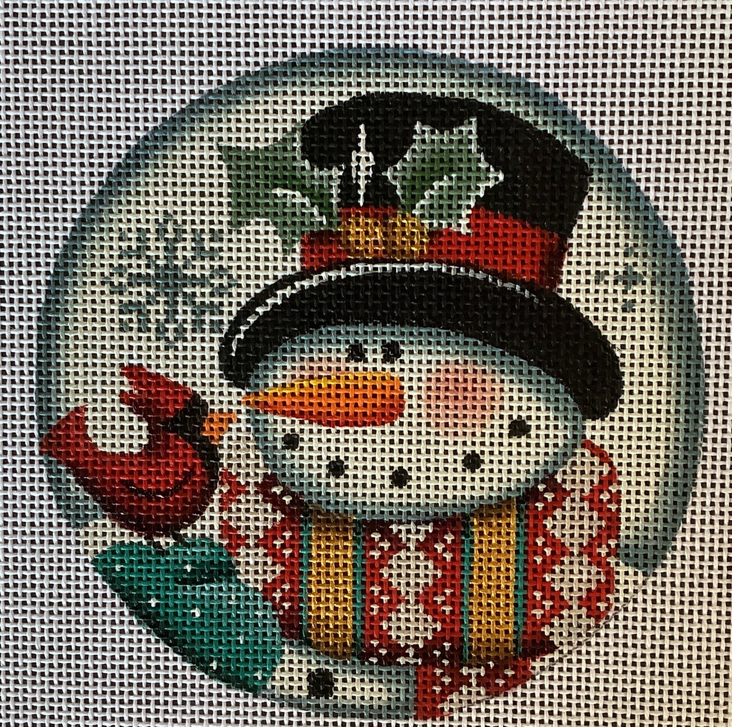 Snowman with Cardinal