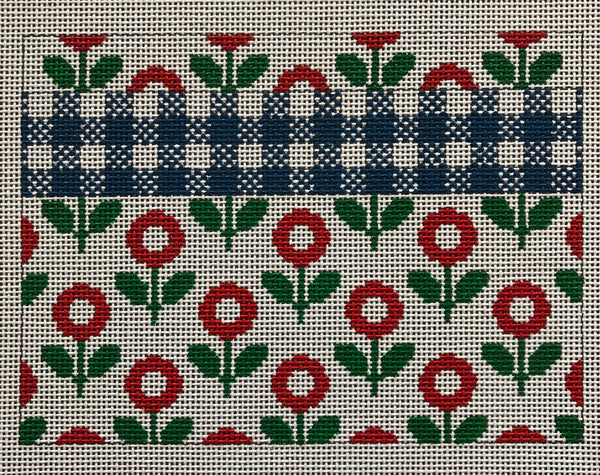 Gingham and Red Flowers
