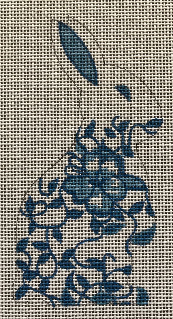 Blue White Floral Bunny