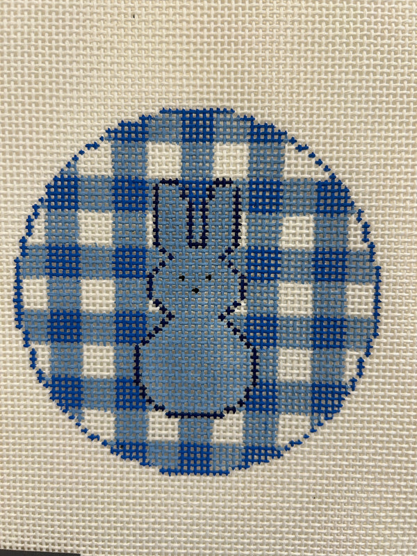 Gingham Peeps Bunny Round - Blue