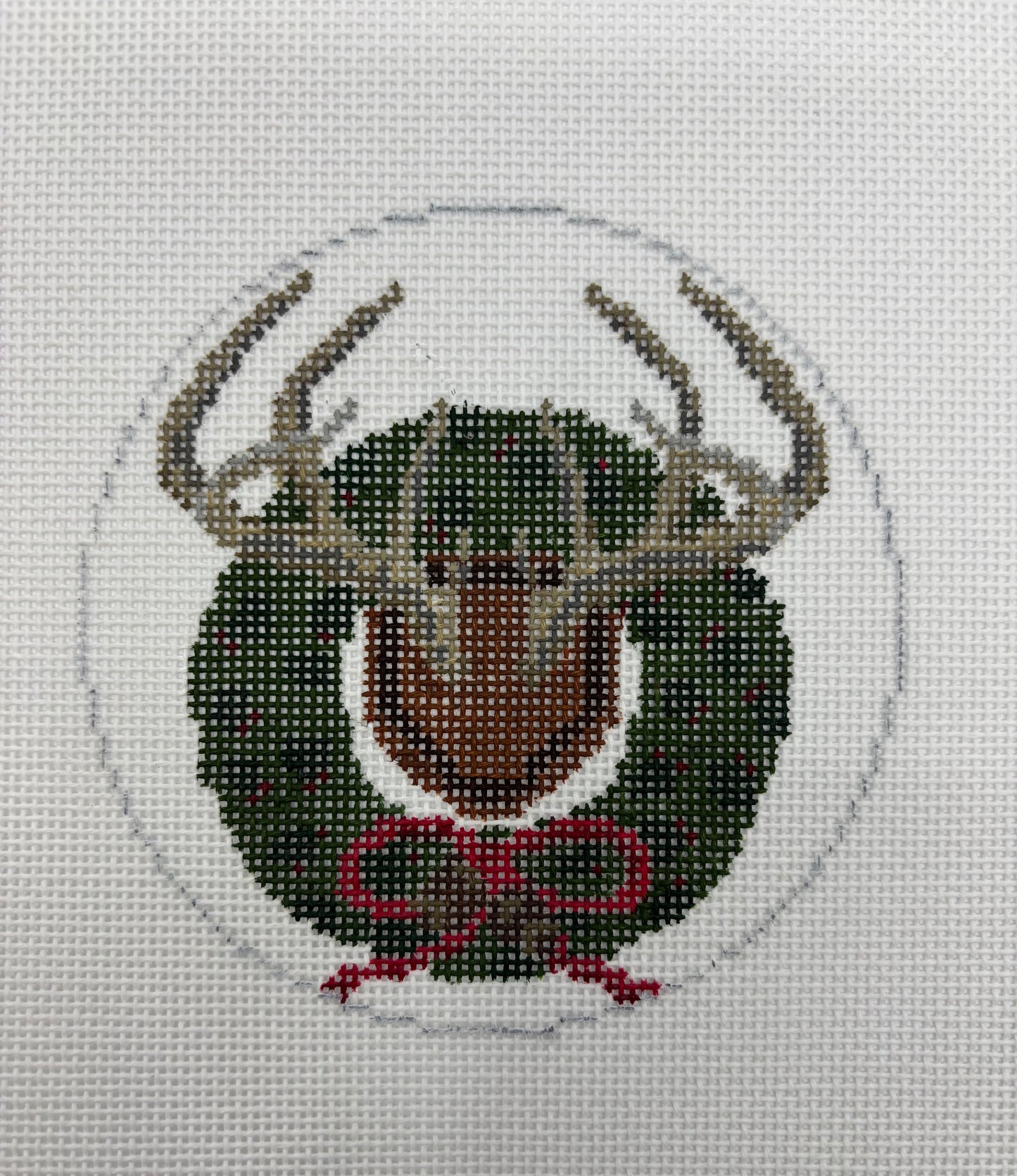 Whitetail Antlers w/Holly Wreath