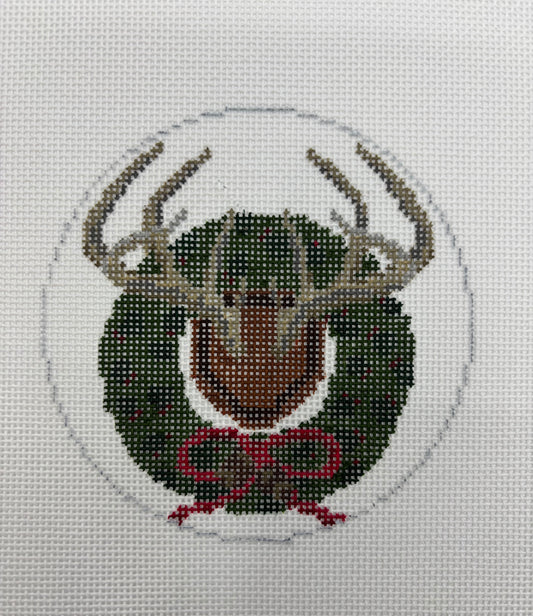 Whitetail Antlers w/Holly Wreath
