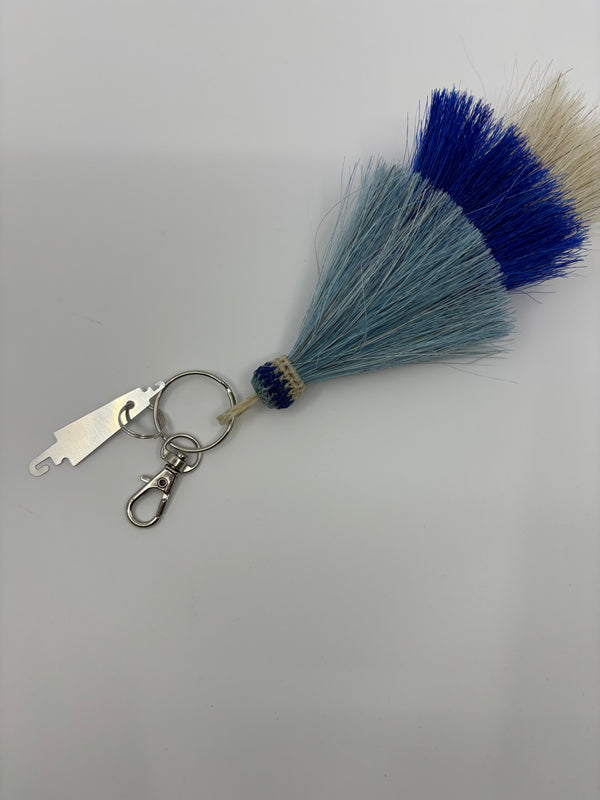 Blue Horsehair Tassel w/ scissor fob + threader