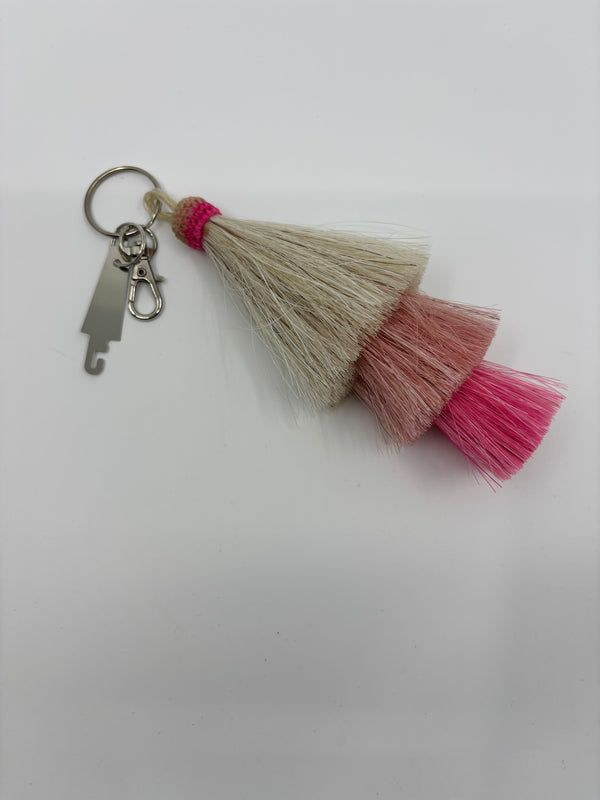 Pink Horsehair Tassel with scissor fob + threader