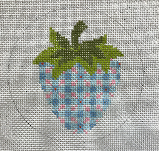 Strawberries: Blue Checks w/ pink dots